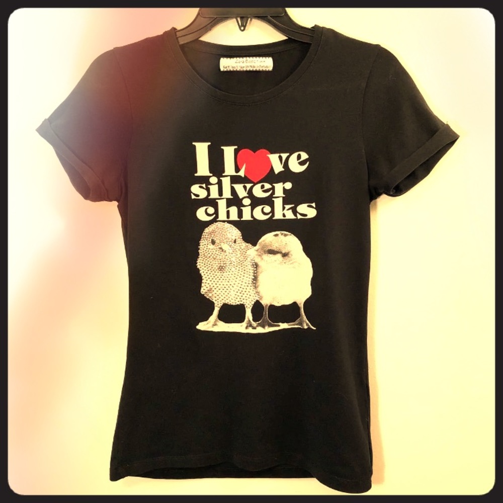 Black T-shirt with silver strass